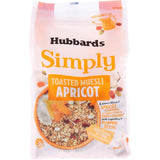 Crunchy oats, juicy apricots, and yogurt-covered raisins in Hubbards Simply Muesli for a nutritious breakfast option.