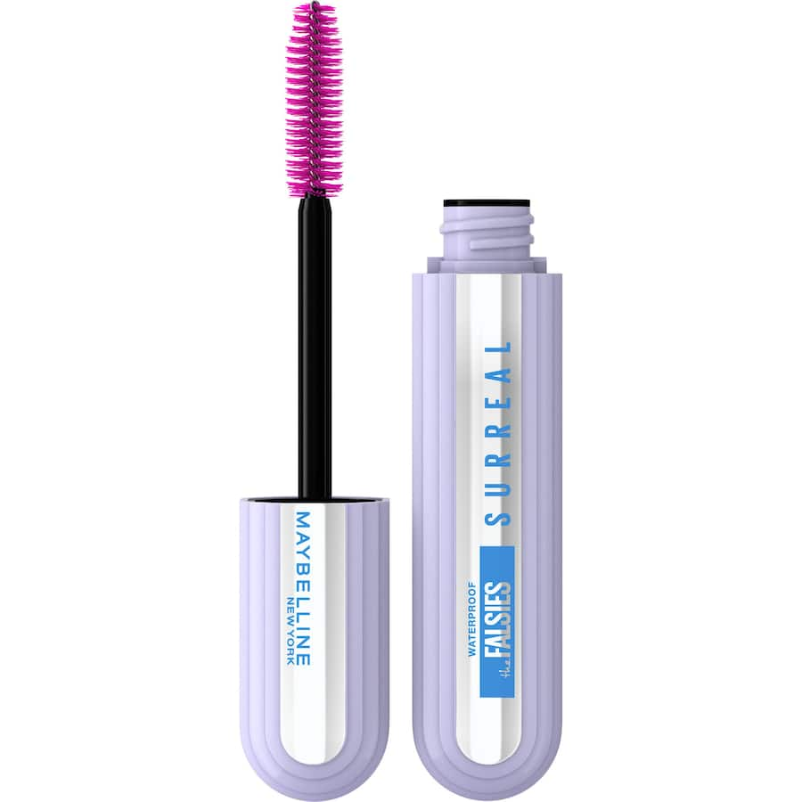 Maybelline Falsies Mascara Waterproof Very Black enhances lashes with hybrid fiber technology for volume, length, and all-day wear.