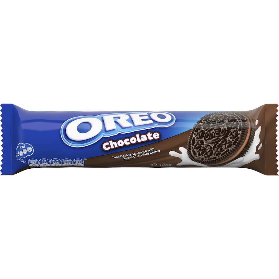 Oreo Creme Filled Biscuits Chocolate with rich chocolate cookies and creamy filling, perfect for snacking or sharing.