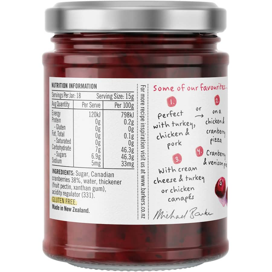 Barkers Cranberry Jelly New Zealand