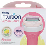 Schick Intuition Lemon Berry Razor Refill with built-in shave cream for a moisturizing and smooth shaving experience.