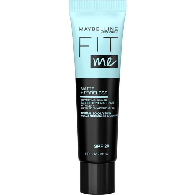 Maybelline Fit Me Primer Matte & Poreless: Lightweight primer that controls shine, blurs pores, and provides SPF 20 sun protection.