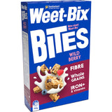 Sanitarium Weet-Bix Bites Cereal Wildberry, packed with whole grains and infused with mixed berry purees for a nutritious breakfast.