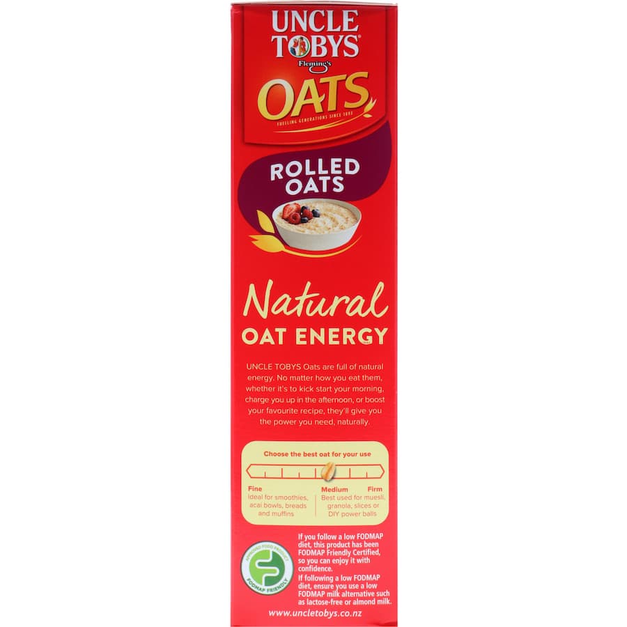 A bag of Uncle Tobys Oats Rolled, showcasing wholesome wholegrain oats for a nutritious breakfast or snack option.