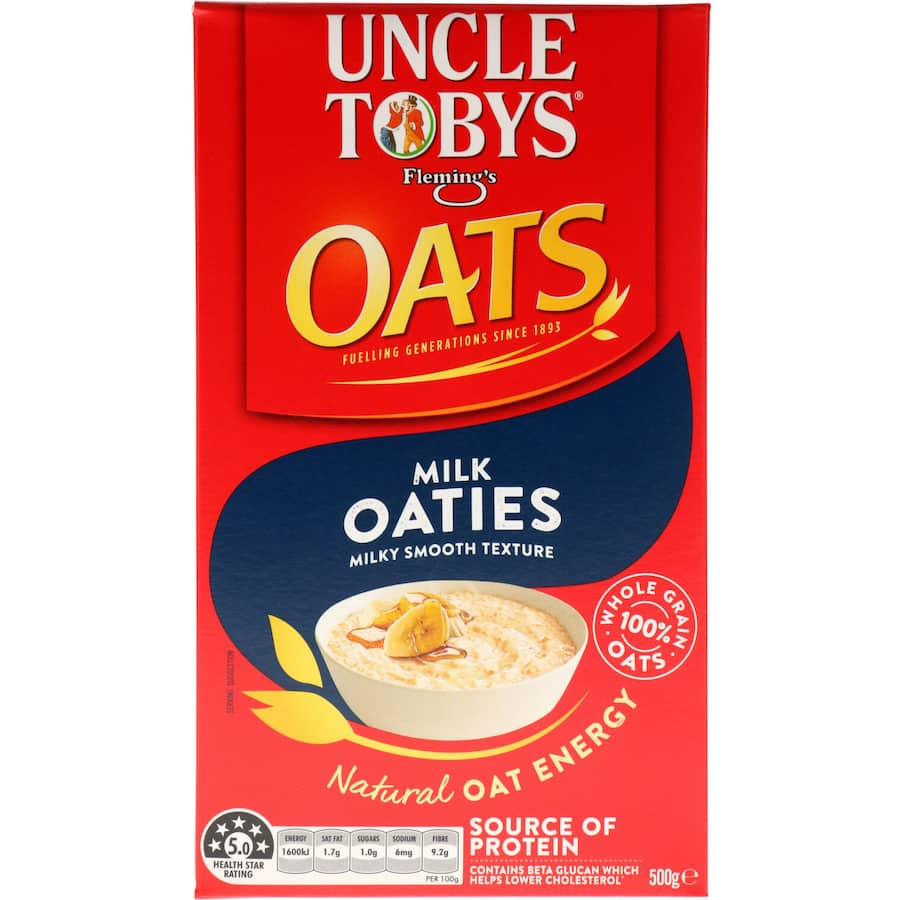 Delicious Uncle Tobys Oats Milk Oaties, a creamy, heart-healthy oat milk rich in fiber and beneficial nutrients.