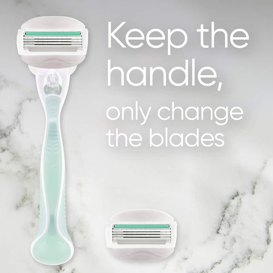 Gillette Venus Comfortglide Sensitive razor kit with 3 precision blades, moisturizing gel bars, and aloe-infused lubrication strip.