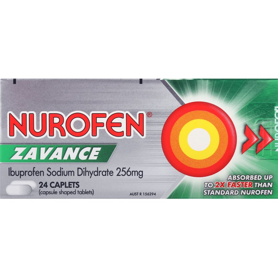 Nurofen Zavance Caplets for rapid pain relief, targeting headaches, muscular pain, and reducing fever effectively.