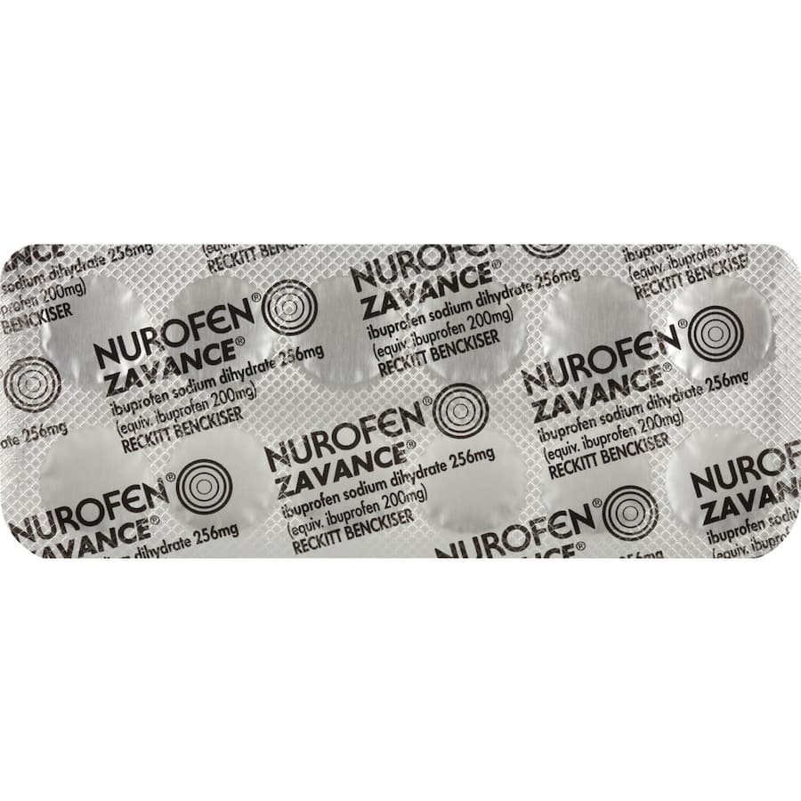 Nurofen Zavance tablets for fast, effective relief from headaches, muscular pain, and flu symptoms, easy to swallow.