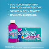 Gaviscon Dual Action Liquid in peppermint flavor provides rapid relief from heartburn and indigestion with dual-action support.