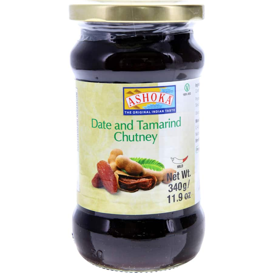 Tamarind and date chutney, 100% vegetarian, perfect for enhancing snacks and curries with a balanced sweet-tangy flavor.