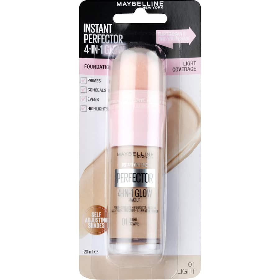 Maybelline New York Liquid Makeup Instant Perfector Light, a 4-in-1 formula for glowing, even-toned skin with lightweight coverage.