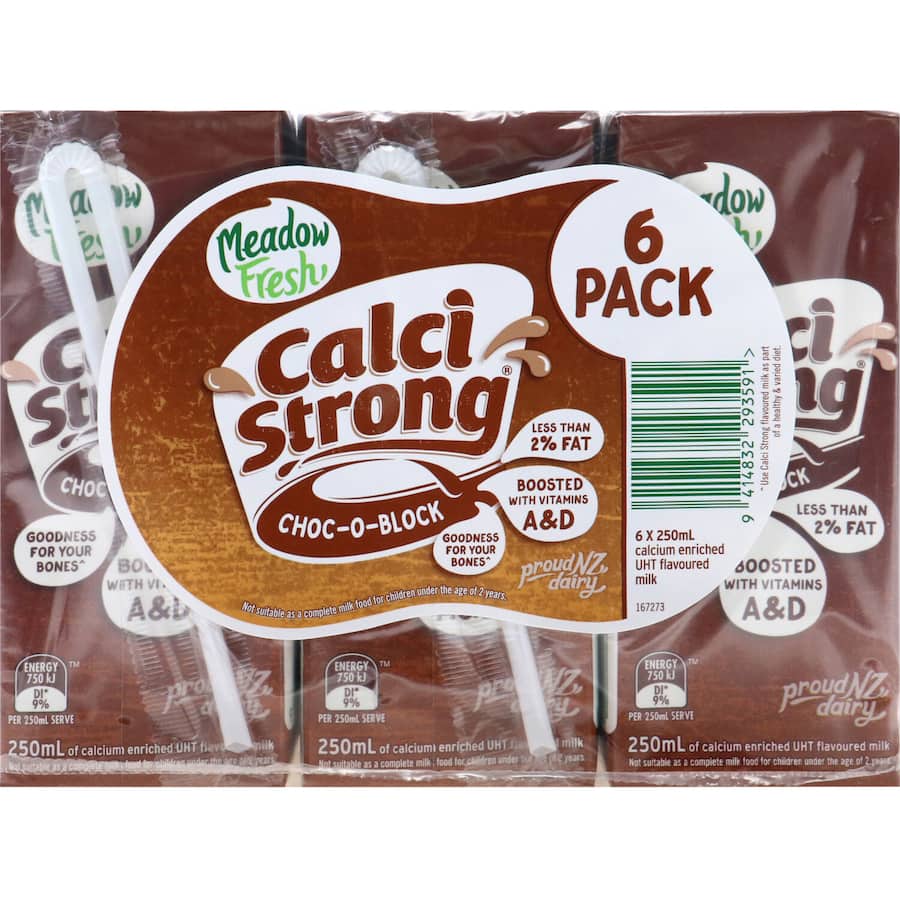 Creamy Meadow Fresh Calci Strong Flavoured Milk Chocolate UHT with calcium and Vitamin D for a nutritious, tasty boost.