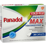 Panadol Cold & Flu Max Caplets for fast relief from cold, flu, congestion, headache, and body aches. Ideal for busy lifestyles.