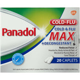 Panadol Cold & Flu Max Caplets provide relief from cold symptoms like congestion, headache, and fever for busy lives.