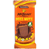 Feastables Mr Beast Chocolate Bar Deez Nutz, a creamy hazelnut chocolate treat with a satisfying crunch. Non-stop deliciousness!