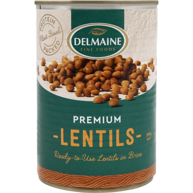 A bowl of Delmaine Lentils, showcasing their small size and rich color, perfect for healthy meals and versatile cooking.