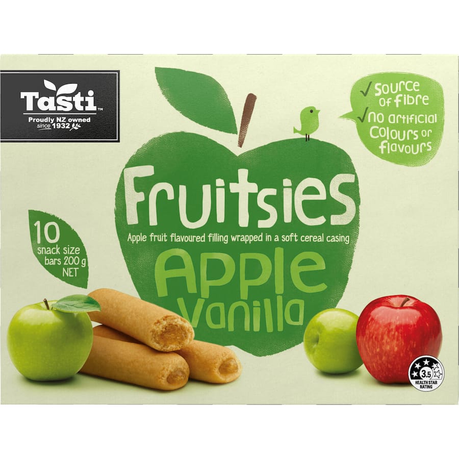 Soft and chewy Tasti Fruitsies Fruit Sticks in Apple & Vanilla, perfect for healthy snacking for kids and adults.