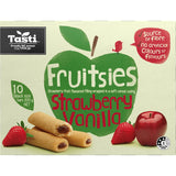 Tasti Fruitsies Fruit Sticks in Strawberry Vanilla, a tasty, soft snack for kids, made with real fruit and no artificial additives.