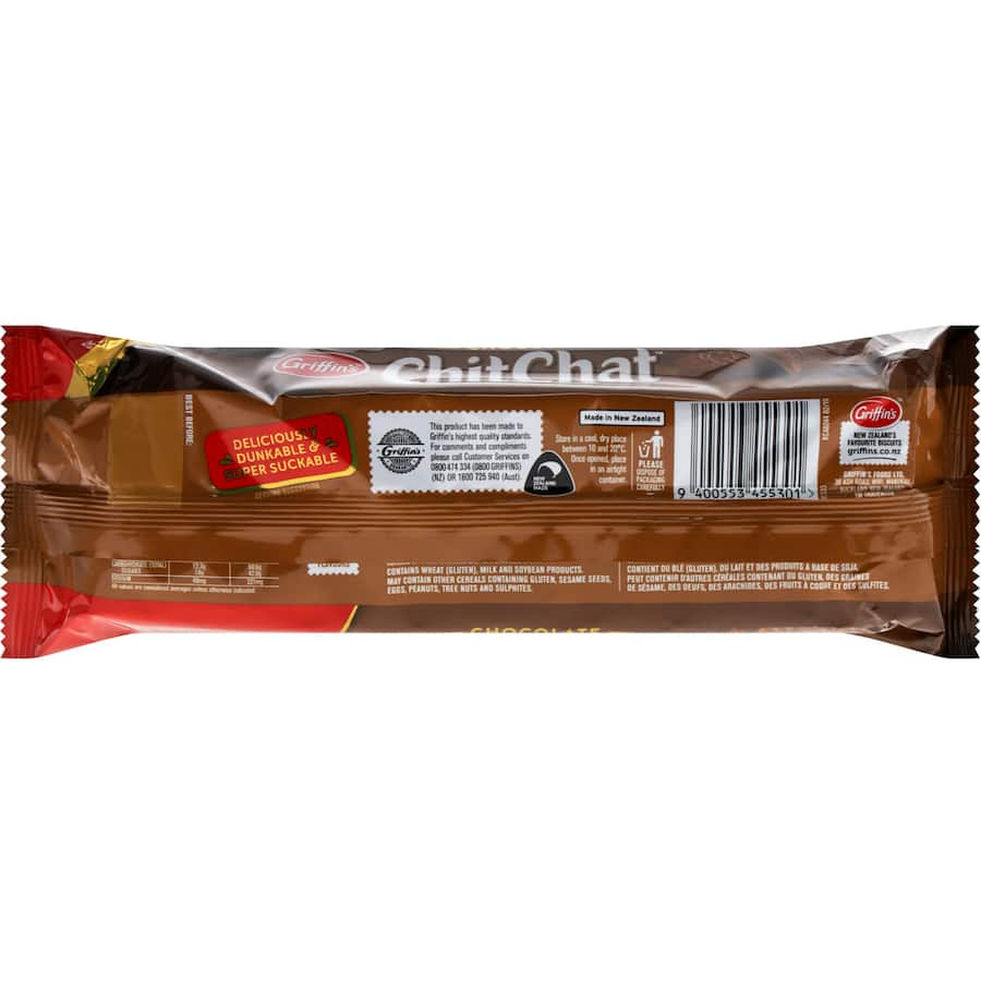 Delicious double-decker Griffin's Chocolate Biscuits Chit Chat with creamy filling and rich chocolate coating.