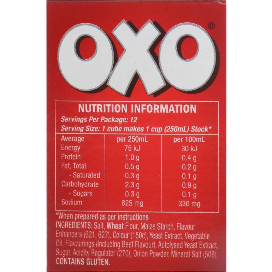 Oxo Beef Stock Cubes 71g - essential seasoning for enhancing flavors in meals like bolognese, stews, and sauces.