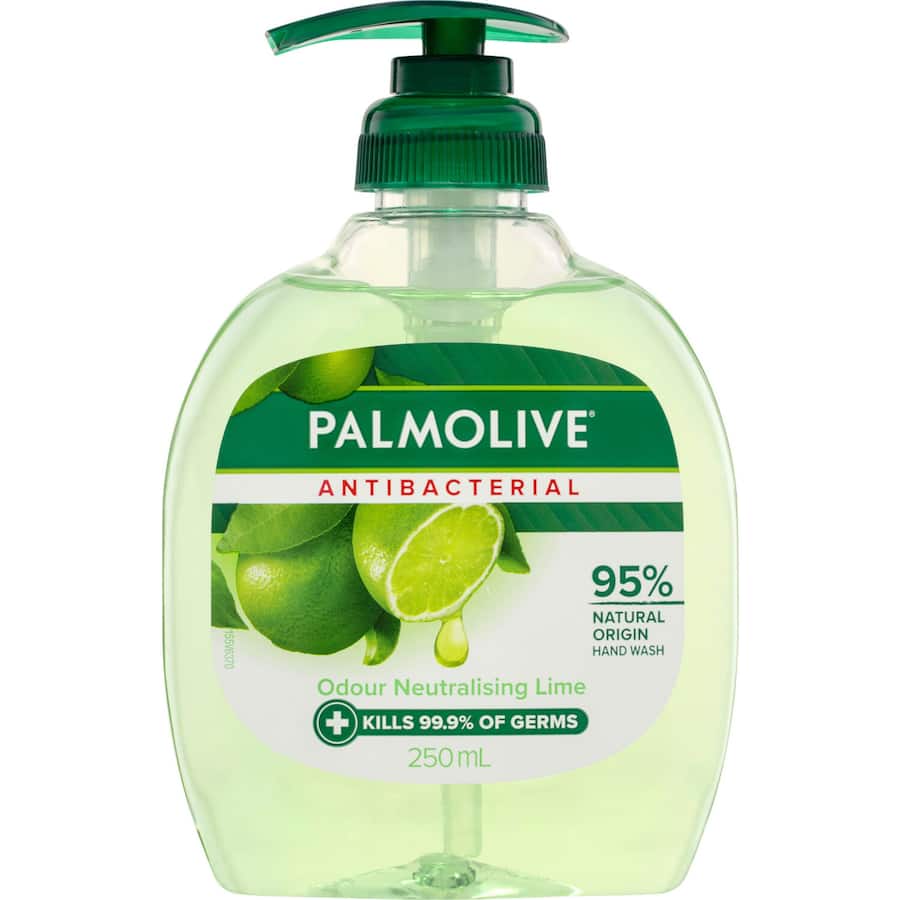 Palmolive Antibacterial Liquid Hand Wash with lime oil, eliminates 99.9% of germs and neutralises food odours for clean hands.