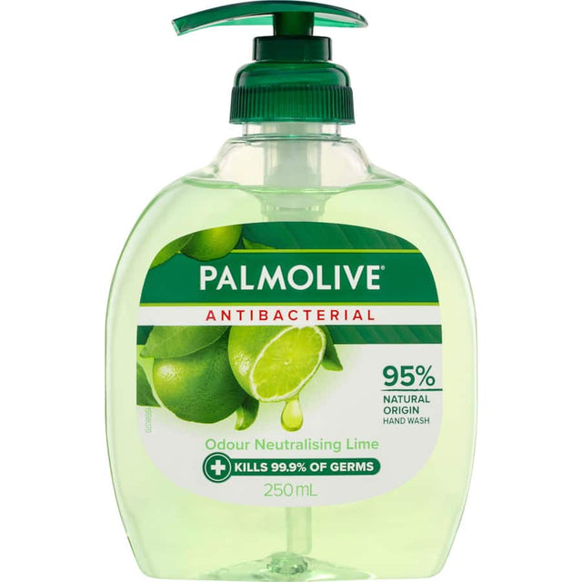 Palmolive Antibacterial Liquid Hand Wash with lime oil, eliminates 99.9% of germs and neutralises food odours for clean hands.