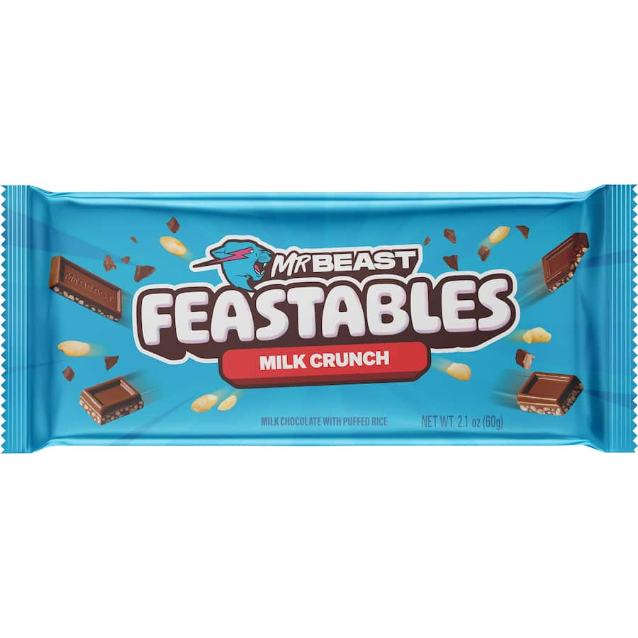 Feastables Mr Beast Chocolate Block Crunch with rich chocolate and crunchy bits for a delightful flavor experience.