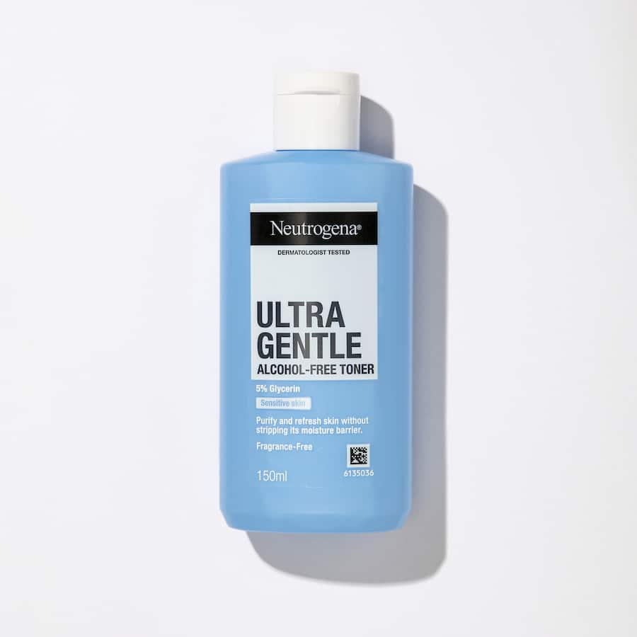 Neutrogena Ultra Gentle Alcohol-Free Toner, hydrating and purifying toner for sensitive skin, packed with Glycerin for softness.