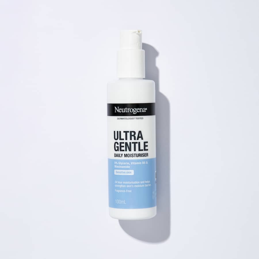 Neutrogena Ultra Gentle Daily Moisturiser for sensitive skin, lightweight and hydrating with Glycerin, Vitamin B5, and Niacinamide.