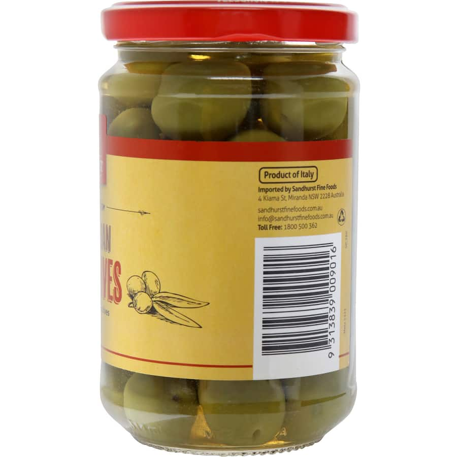 Vibrant green Sicilian olives with firm texture and nutty flavor, perfect for antipasto platters and gourmet dishes.