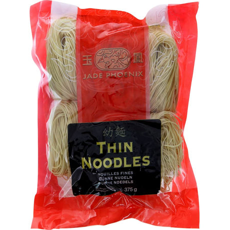 Jade Phoenix Asian Thin Noodles for quick, flavorful meals; perfect for stir-fries, soups, and salads.