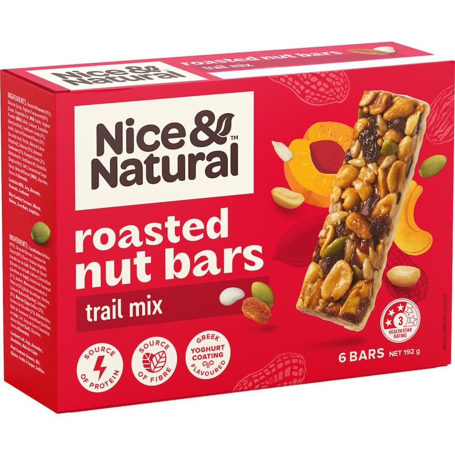 Nut bars filled with roasted nuts, crunchy seeds, and Greek yogurt, offering a healthy, low-sugar snack option.