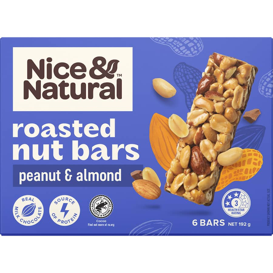 Nut bars made with roasted peanuts and almonds, offering a nutritious and tasty on-the-go snack choice.