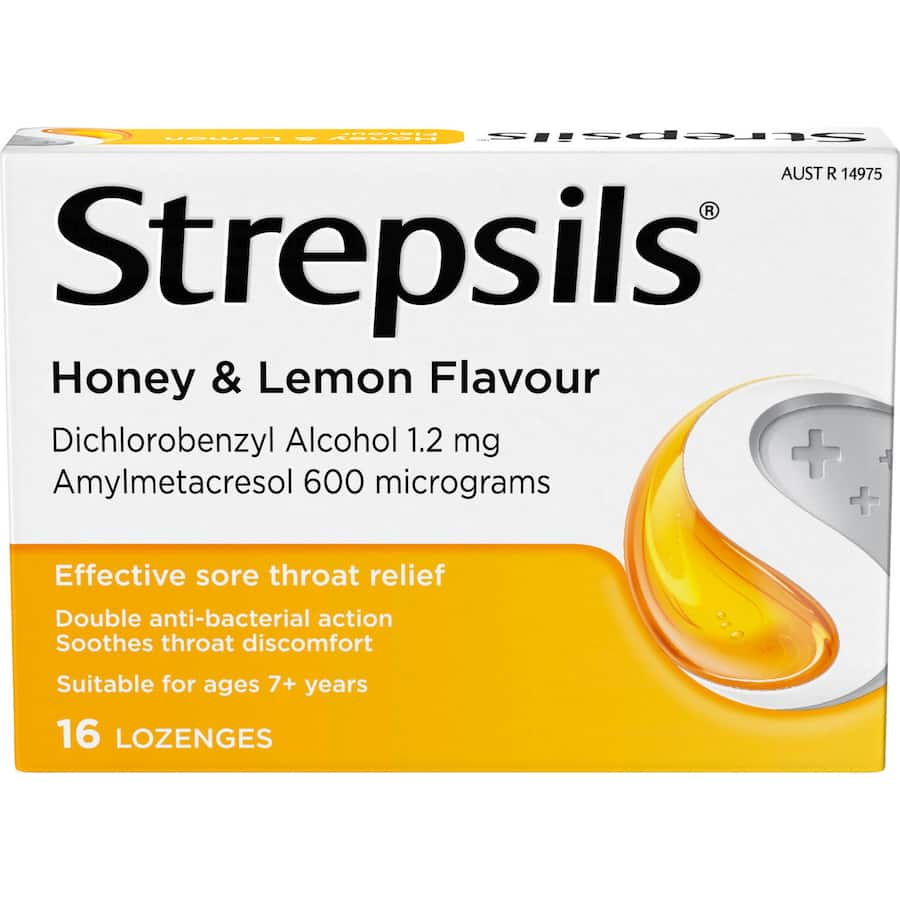 Strepsils Honey & Lemon lozenges provide soothing relief from sore throats with antibacterial agents and a sweet flavor.