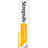 Strepsils Honey & Lemon Lozenges for soothing sore throat relief, featuring antibacterial agents for effective comfort.