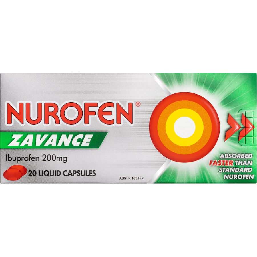 Nurofen Zavance liquid capsules, 200mg ibuprofen, offer rapid pain relief for headaches, muscular pain, and more.