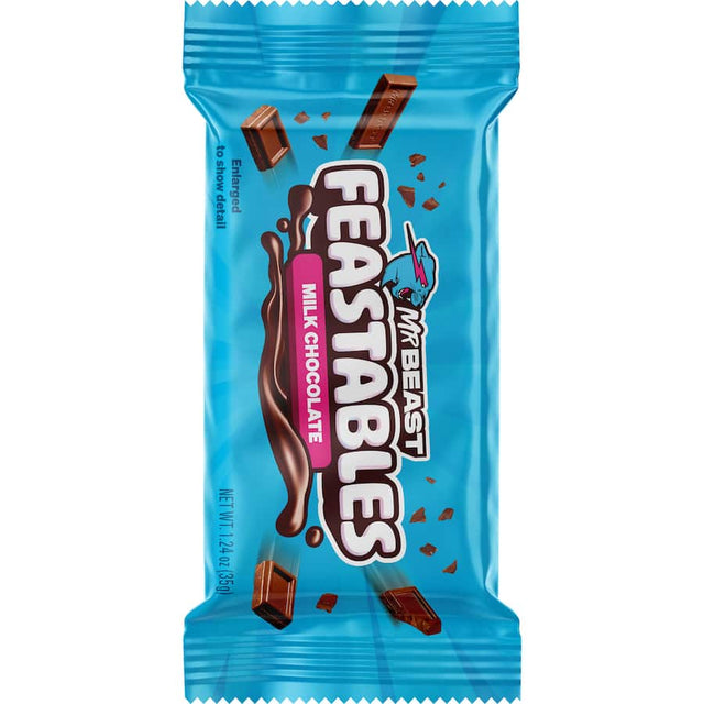 Feastables Mr Beast Milk Chocolate Bar, rich and creamy, perfect for snacking or sharing, brings joy in every bite.