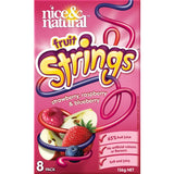 Soft and juicy strawberry fruit strings made with 65% real fruit juice, nut-free, gluten-free, and guilt-free snacking.