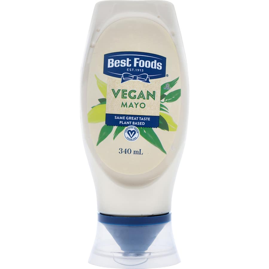 Creamy Best Foods Vegan Mayonnaise in a jar, perfect for sandwiches and salads, made from high-quality, plant-based ingredients.