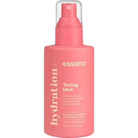 Essano Toning Mist Hydration+ revitalizes skin with a burst of moisture for a plump, radiant, and dewy complexion.