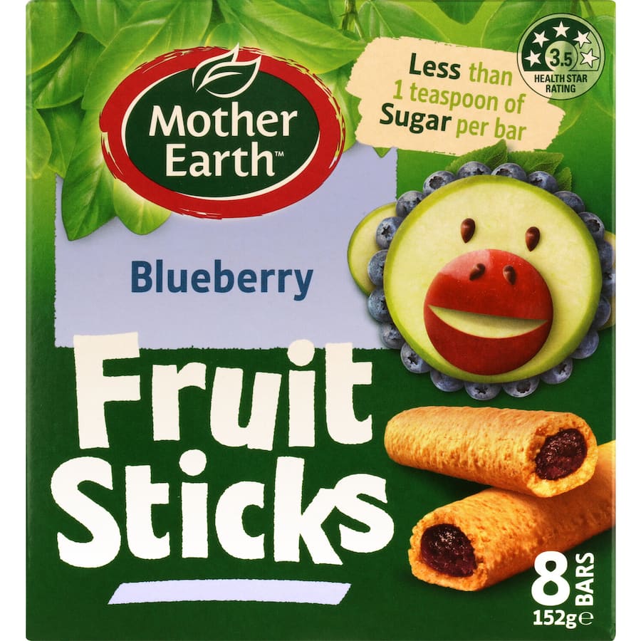 Soft and chewy blueberry fruit sticks made from real fruit puree, ideal for healthy snacking and lunchboxes.