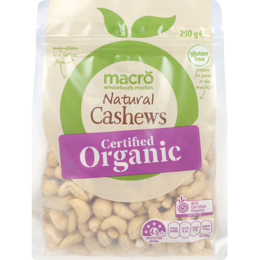 Organic Macro Natural Cashews Raw, crunchy and nutritious snacks ideal for healthy living and versatile culinary uses.