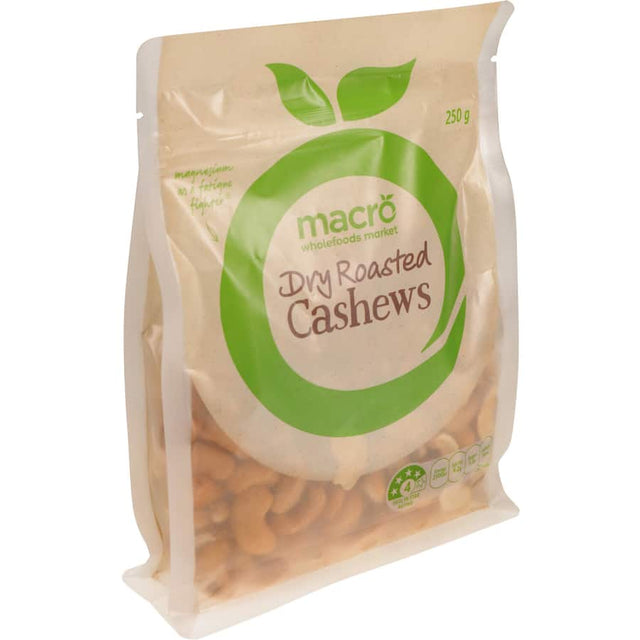 Dry roasted Macro Cashews offering a rich nutty flavor, packed with nutrients for a healthy snack. Ideal for any occasion.