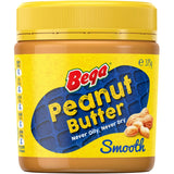 Smooth Bega Peanut Butter made from hi oleic peanuts, offering rich flavor and healthier good fats for spreads and recipes.