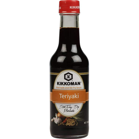 Kikkoman Marinade Teriyaki: soy sauce-based marinade for enhancing meats, poultry, and seafood with no artificial additives.