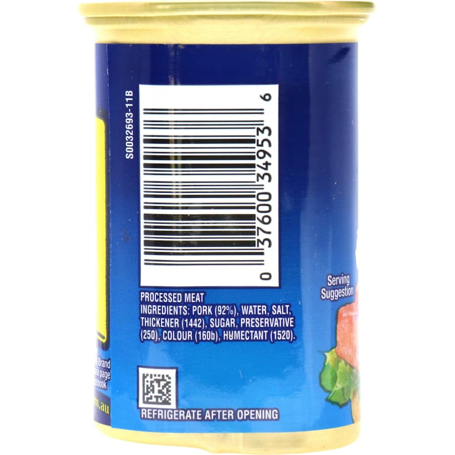 Canned Spam Ham Regular with easy ring pull, perfect for outdoor meals like camping, fishing, and hiking. High in protein.