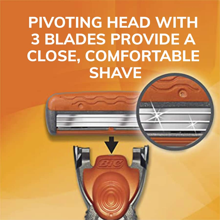 BIC Hybrid Comfort Razor with 6 cartridges offers a smooth, close shave using 3-blade technology and moisturizing strips.