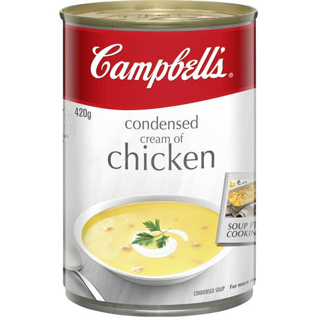 Creamy Campbell's Cream Of Chicken Soup in a can, perfect for quick meals and versatile cooking options.