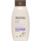 Aveeno Body Wash Stress Relief with soothing lavender scent, nourishing oat formula, and hypoallergenic for sensitive skin.
