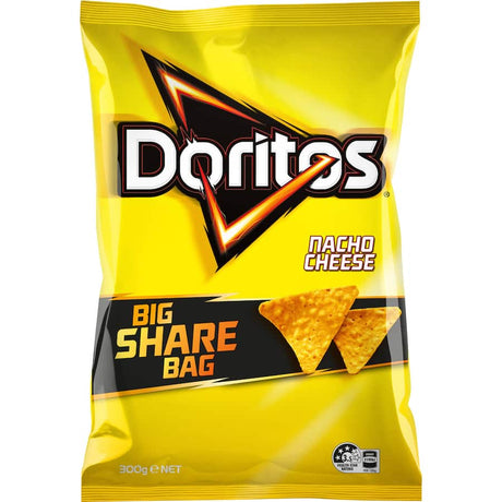 Doritos Nacho Cheese Share Bag featuring bold flavors, crunchy chips, and perfect for sharing at parties or movie nights.